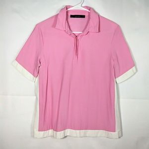 ZARA Basic Polo Top Sz M Pink Short Sleeve